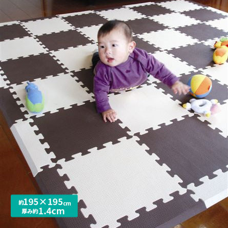 ツートンカラーフロアーマット(ベージュ&ブラウン) 正方形マット36枚入り リトルプリンセス