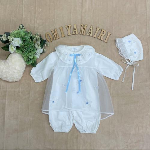 フラワーセレモニードレス ブルーお宮参り 退院