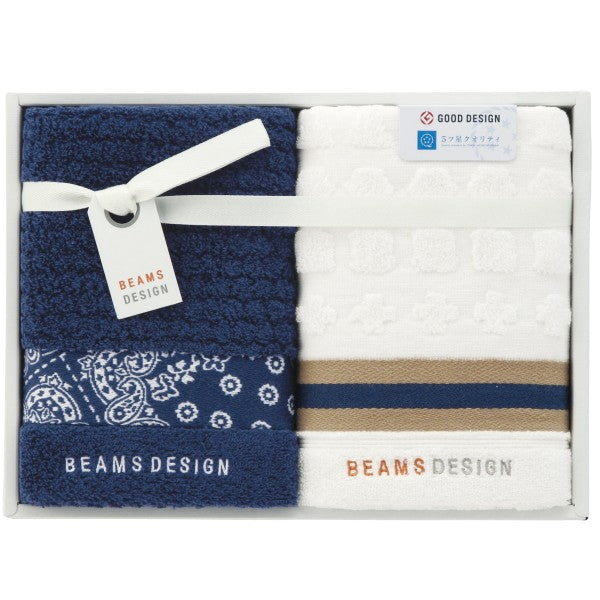 BEAMSビームス ラインバンダナ タオルセット(ネイビー)※各種割引特典対象外商品