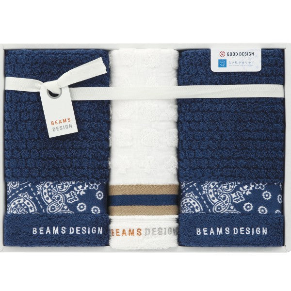 BEAMS ビームス ラインバンダナ タオルセット(ネイビー)※各種割引特典対象外商品