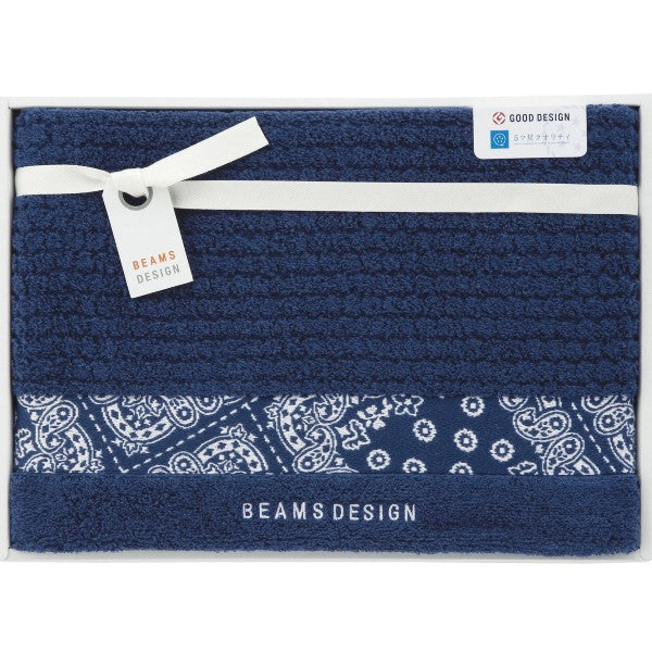 BEAMS ビームス ラインバンダナ バスタオルト(ネイビー)※各種割引特典対象外商品