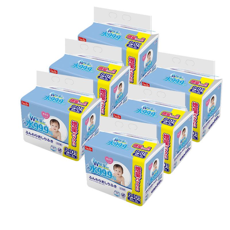 水99.9% ふんわりおしりふきW (80枚×8個パック6セット) レックの1枚目