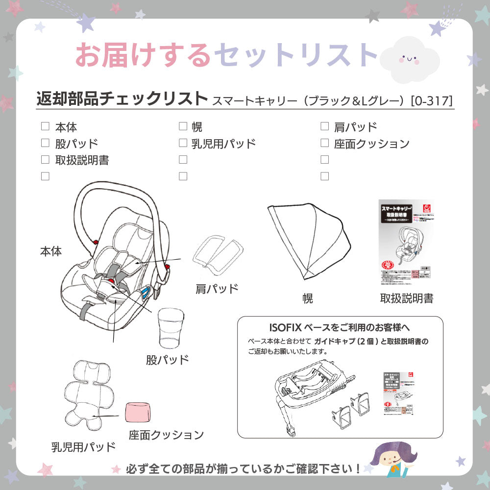 スマートキャリー ブラック&ライトグレー 日本育児 新生児から ベビーシート【オプションベース半額】