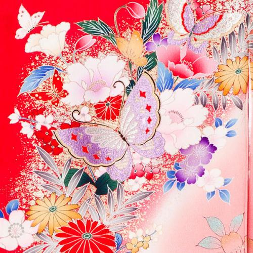 桜と美しく舞う蝶々 女児 お宮参り 産着 祝着