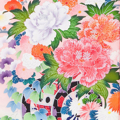 絵付師による手書きで描かれた大輪の花々 女児 お宮参り 産着 祝着