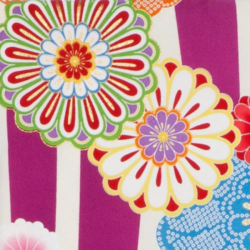 お宮参り 女の子 nicebabyオリジナル祝い着 菊ストライプ紫 着物 産着