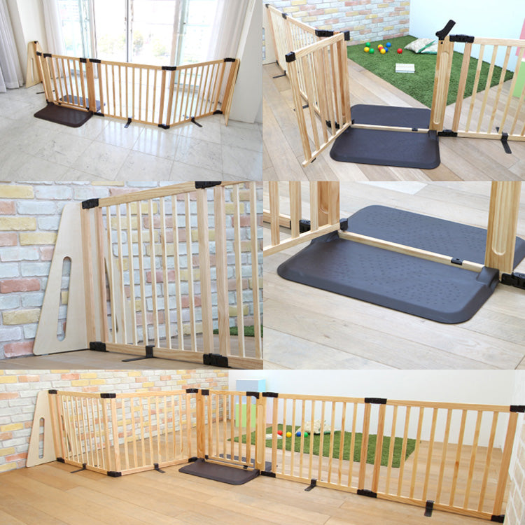 木製パーテーション FLEX400 ナチュラル 日本育児 扉付き おくだけ 設置幅:約101cm‐約425cm