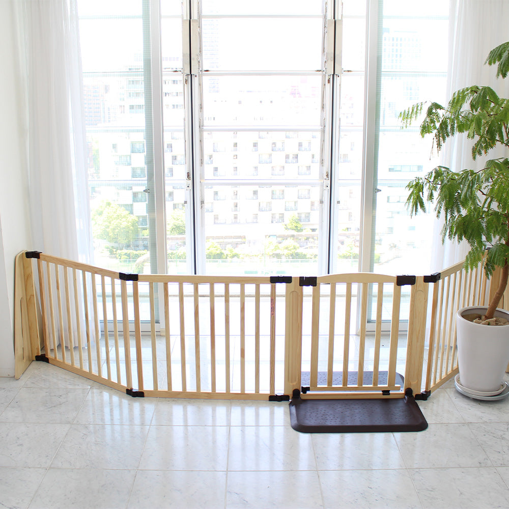木製パーテーション FLEX300  ナチュラル 日本育児 扉付き おくだけ 設置幅:約100cm～約342cm