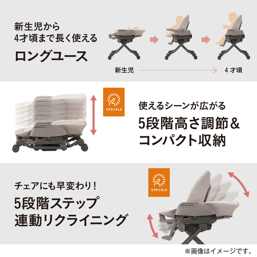 電動 WL ネムリラ コードレス AUTO SWING+ シュクルベージュ コンビ ハイローチェア 幌なし