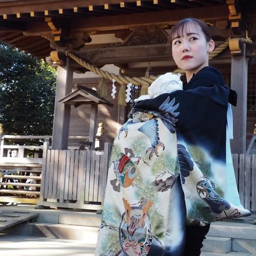お宮参り 男の子 松にとまりて気高き鷹 着物 産着 祝着 – ベビー用品