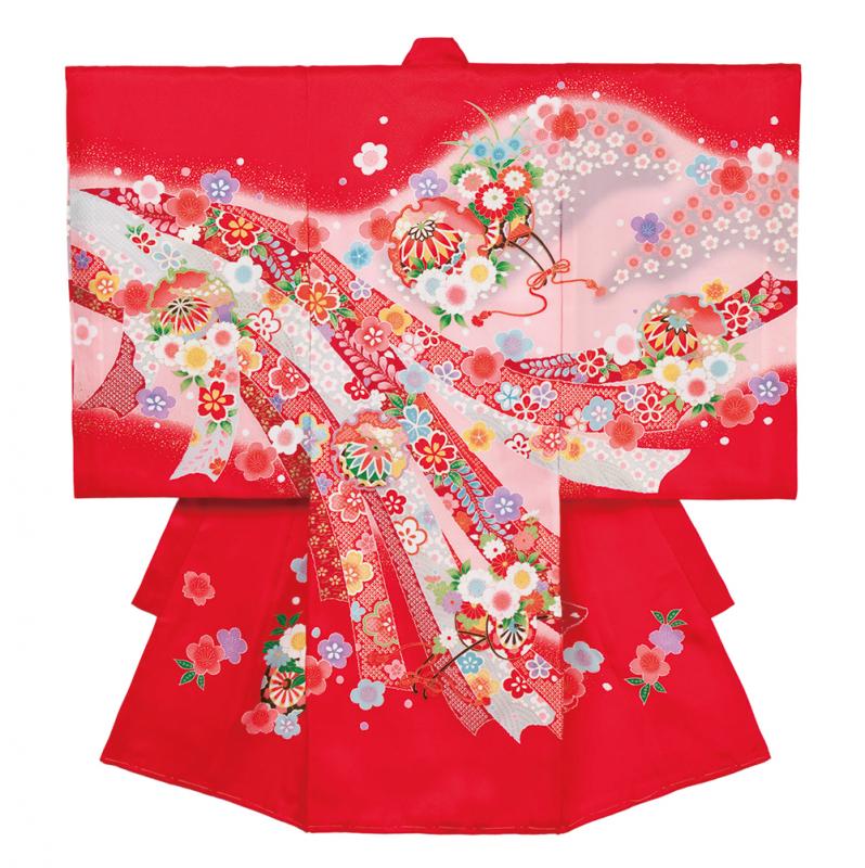 艶やかに舞う花々 女児 お宮参り 産着 祝着