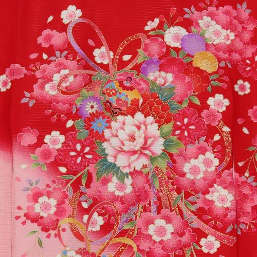 『絽 夏用』雪輪と可憐な花々が美しい 女児 お宮参り 産着 祝着