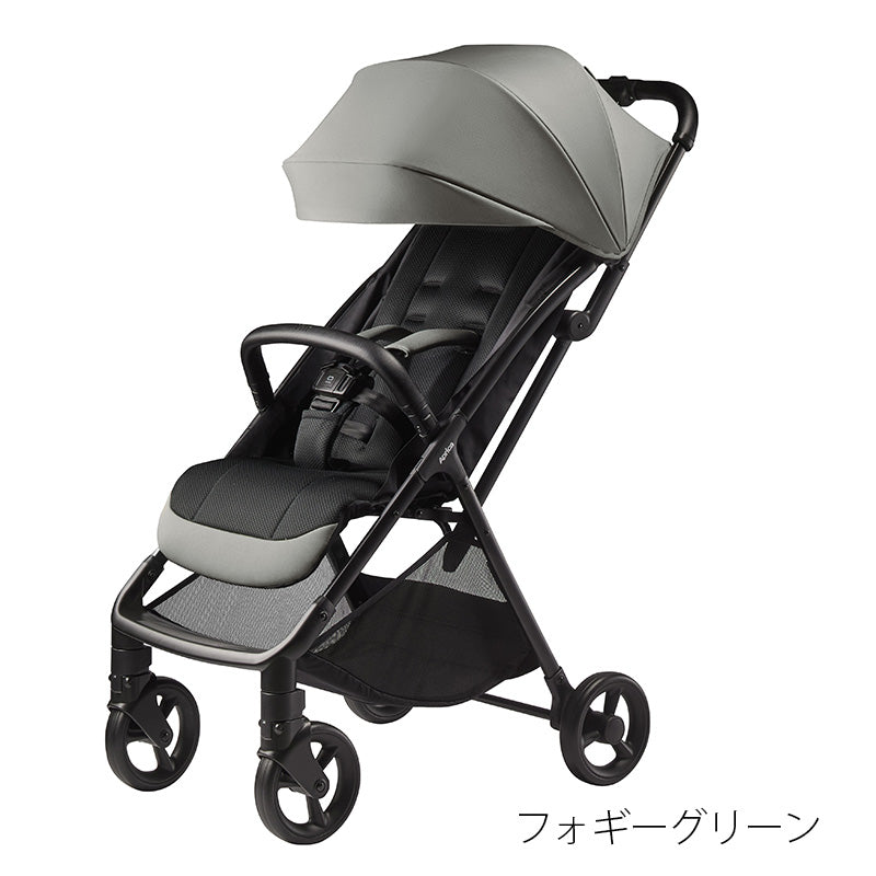 アップリカ ヴィット AB フォギーグリーン GN B形コンパクトベビーカー 斜め前からの全体像