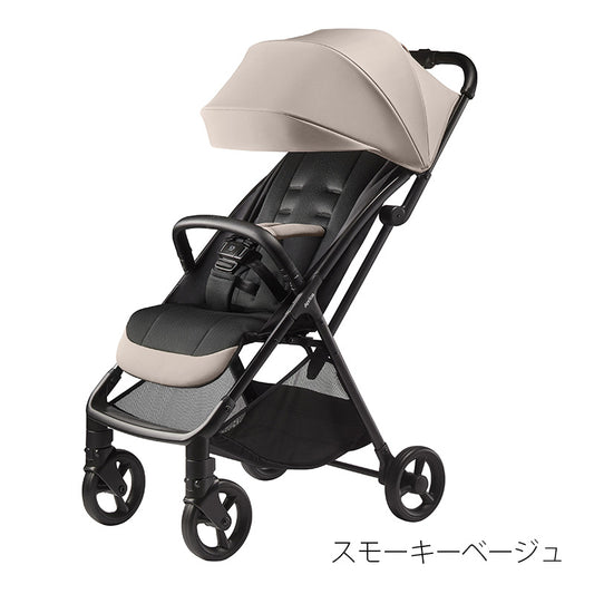 アップリカ ヴィット AB スモーキーベージュ BE B形コンパクトベビーカー 斜め前からの全体像 スモーキーベージュ