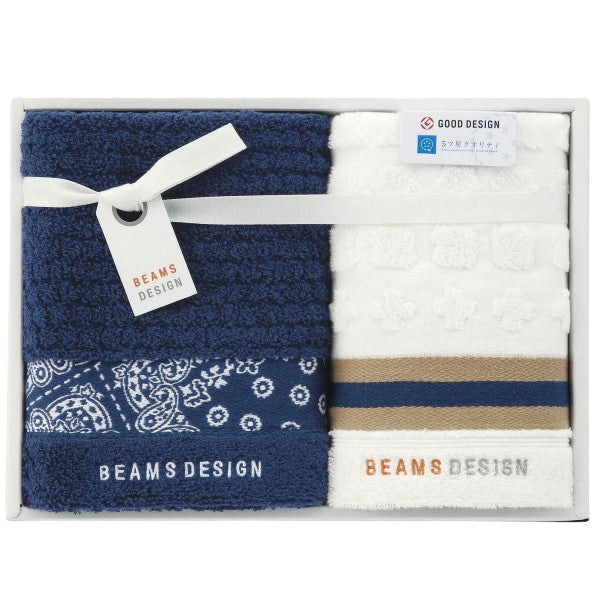 BEAMS  ビームス ラインバンダナ タオルセット(ネイビー)※各種割引特典対象外商品