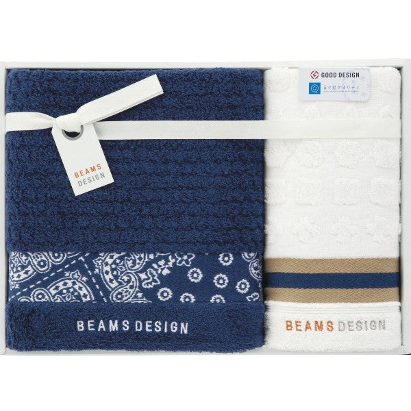 BEAMS  ビームス ラインバンダナ タオルセット(ネイビー)※各種割引特典対象外商品