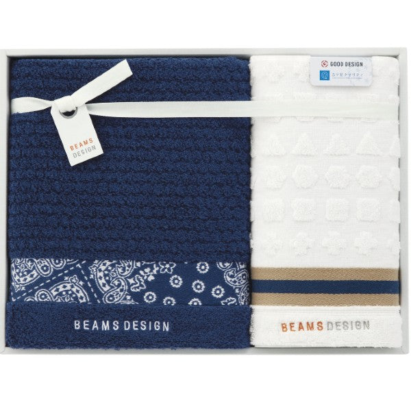 BEAMS  ビームス ラインバンダナ タオルセット(ネイビー)※各種割引特典対象外商品