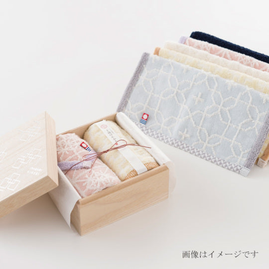 今治謹製 千歳はんかち 木箱入りタオルハンカチセット(ピンク)※各種割引特典対象外商品