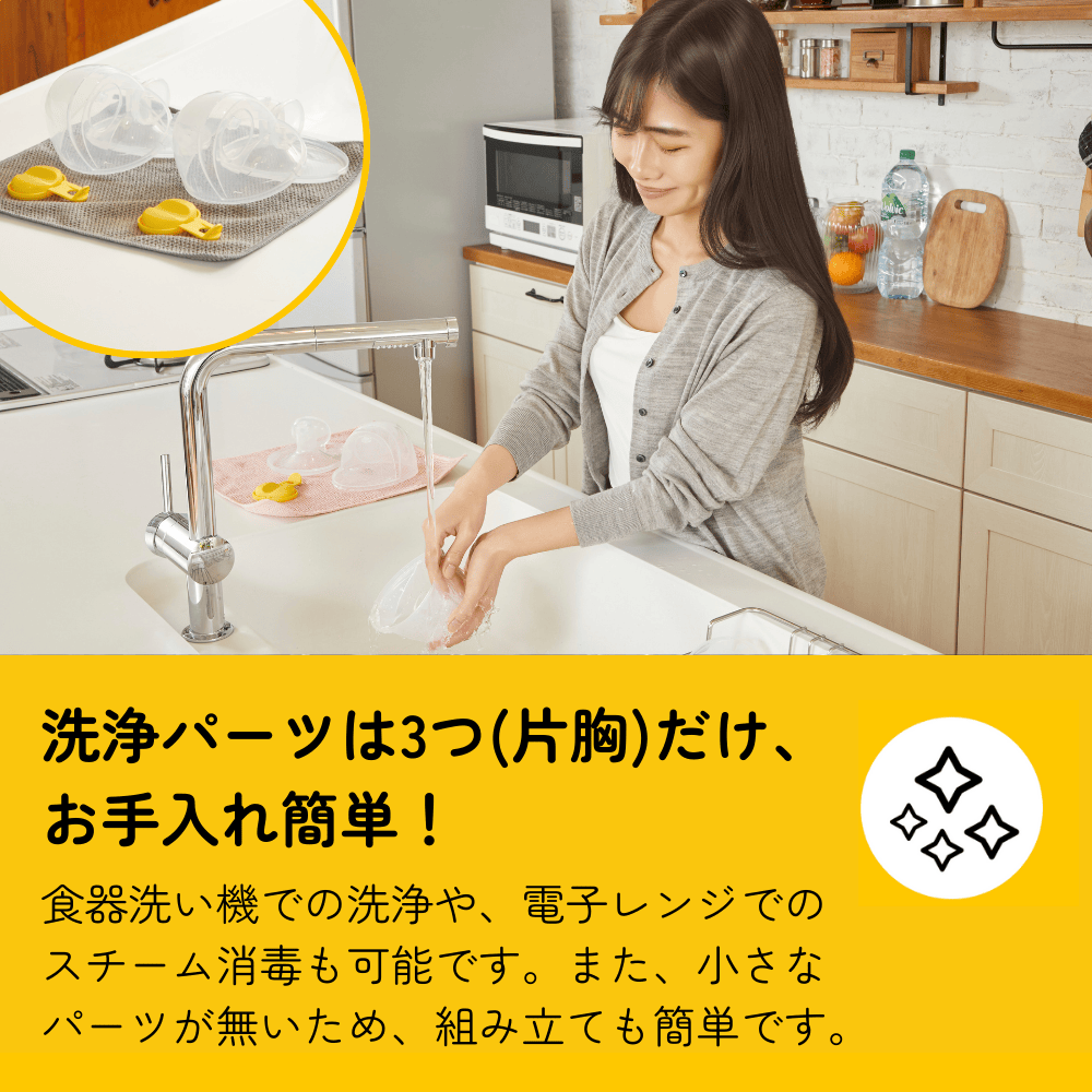 洗浄パーツは3ツだけ、お手入れ簡単