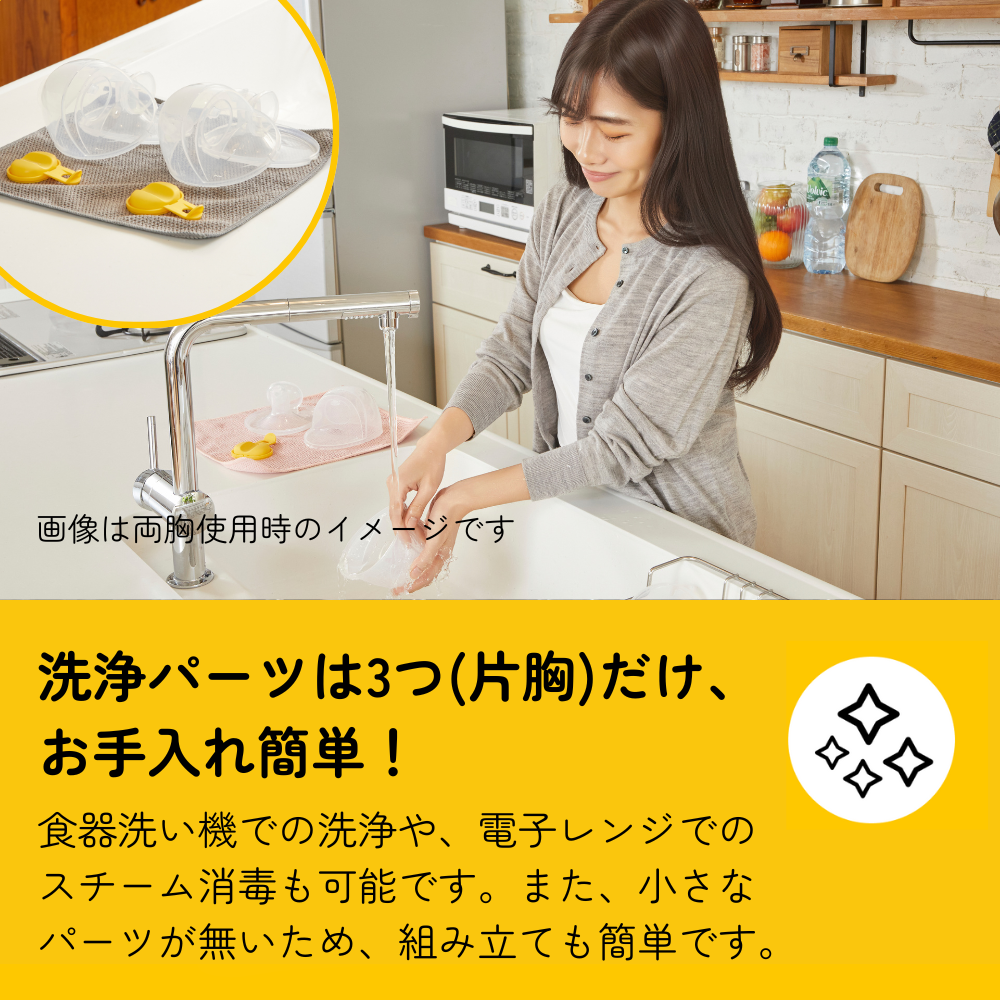 洗浄パーツは3つだけ、お手入れ簡単