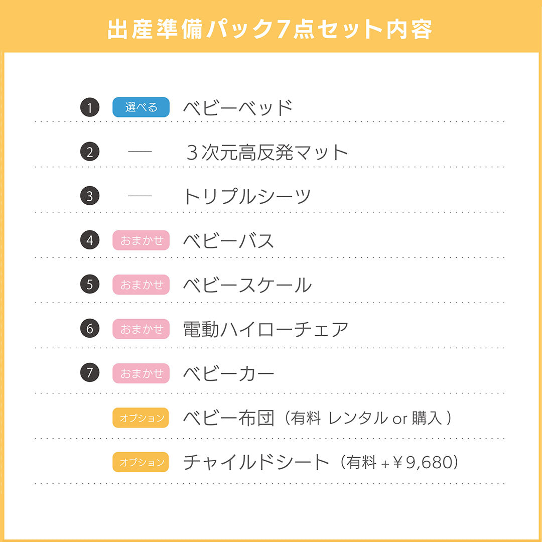 子育て応援パック【ナイスベビー便配送のみ】[特別価格] レンタル7点セット
