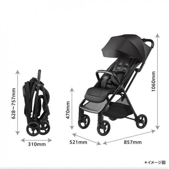 Viit ABのサイズ詳細図。開いた状態（高さ106cm）と折りたたんだ状態（奥行31cm）の比較
