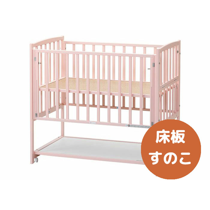 [受注生産商品]ハイタイプベッドツーオープン　ピンク(収納棚付)(床板すのこ)【標準型】